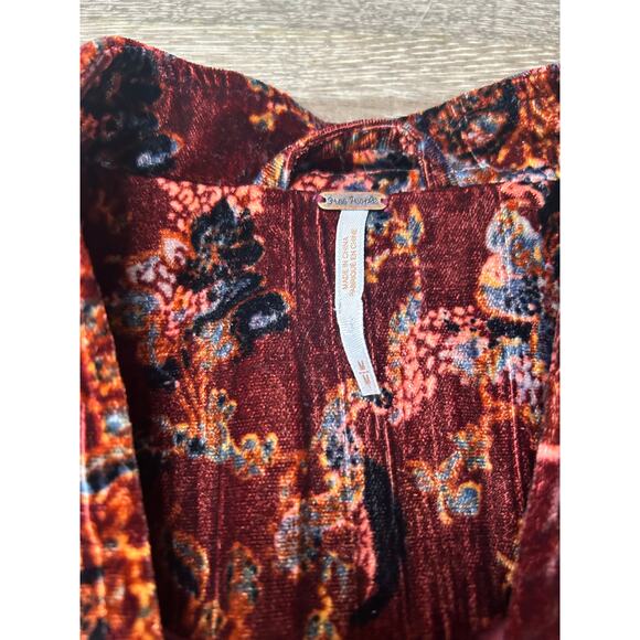 free people velvet jacket paisley fall colored print size m - Picture 3 of 5